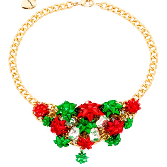 New Betsey Johnson Festive Bow Bib Necklace - Picture 3 of 14